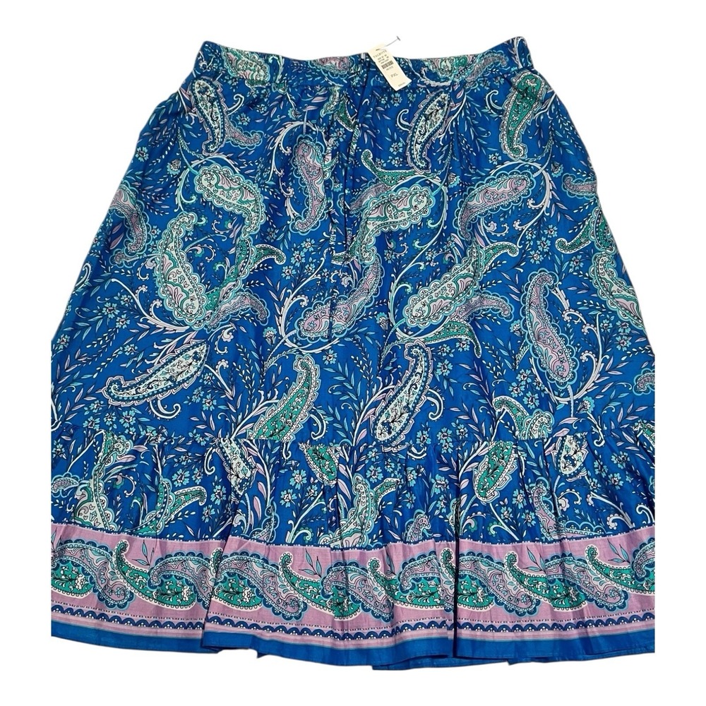 NWT Talbots Tiered Midi Skirt PXL Blue Paisley Garden Boho $119 Retail